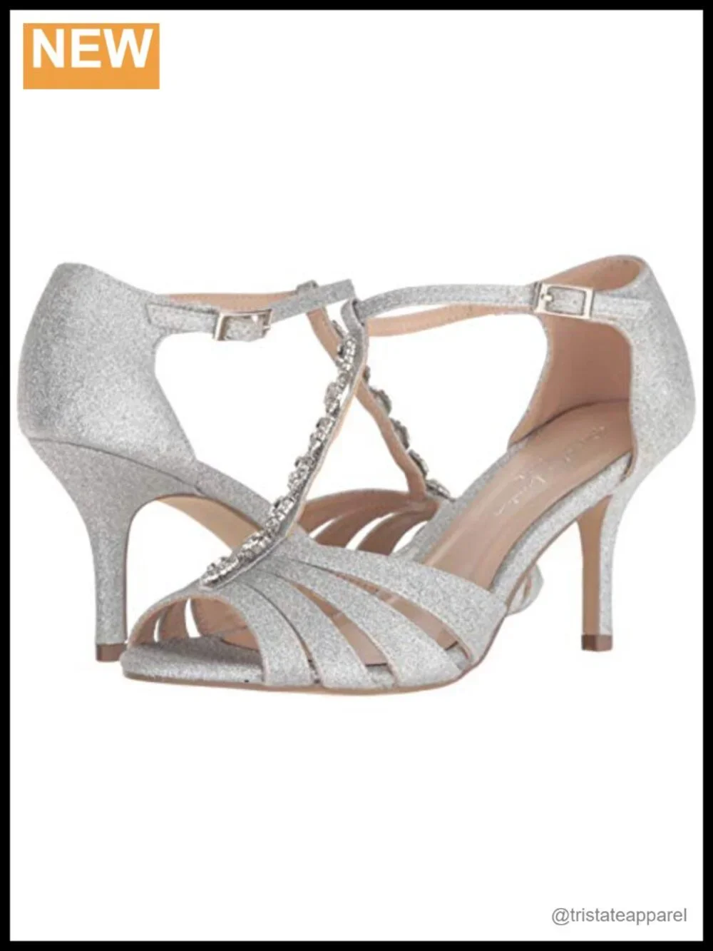 Jeweled T-Strap Stiletto Heel Buckle Ankle Strap Dress Pumps